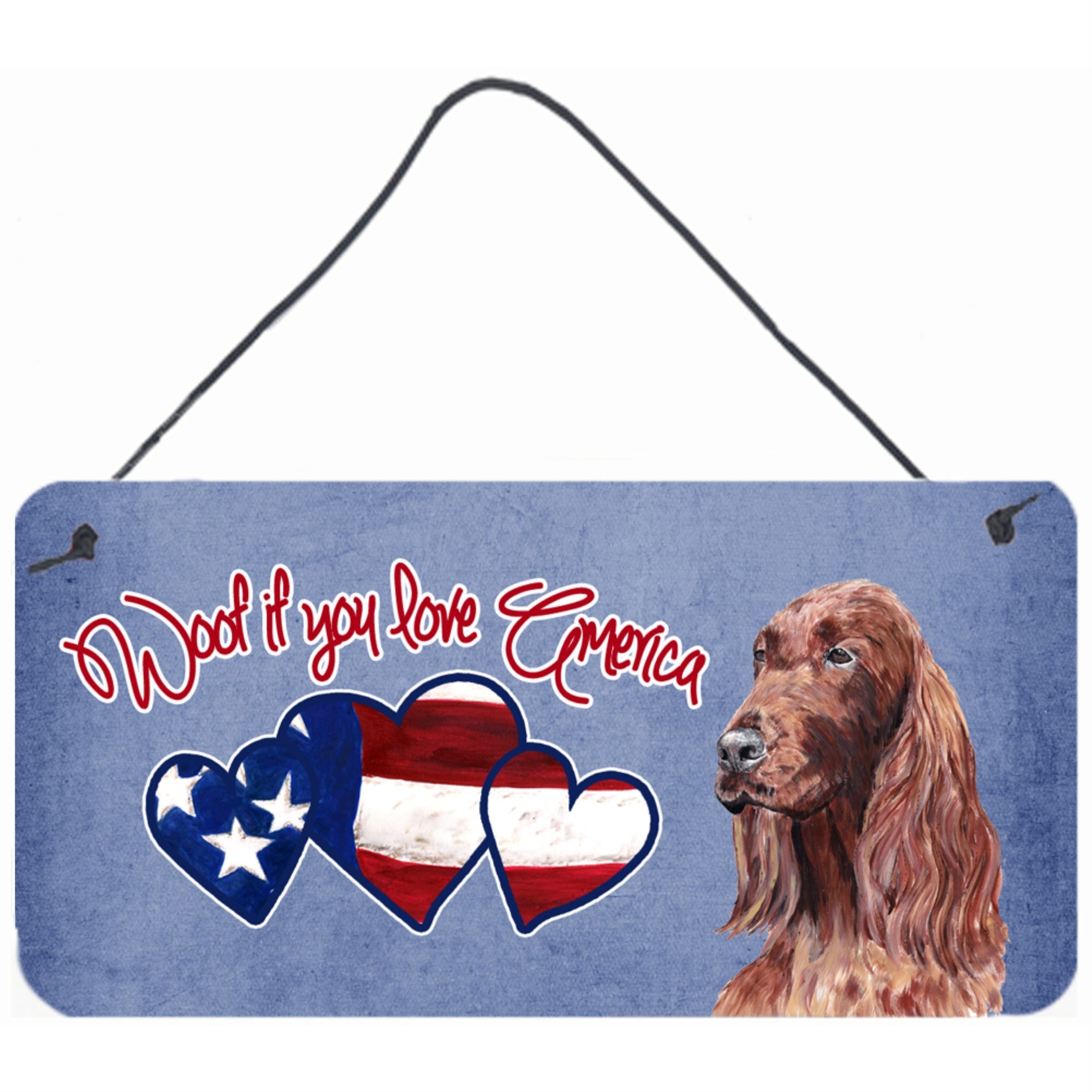 Carolines Treasures SC9918DS612 Woof If You Love America Irish Setter Wall or Door Hanging Prints 6 x 12