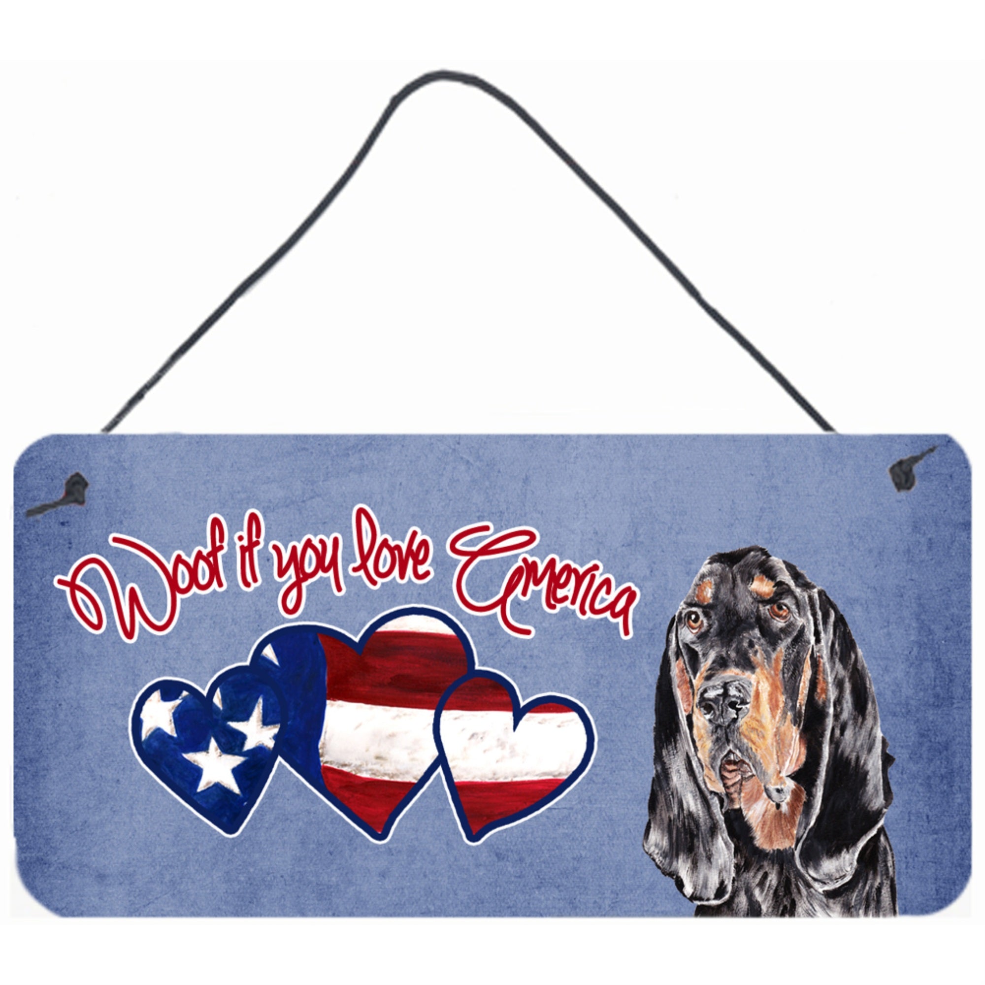 Carolines Treasures SC9919DS612 Woof If You Love America Bluetick Coonhound Wall or Door Hanging Prints 6 x 12