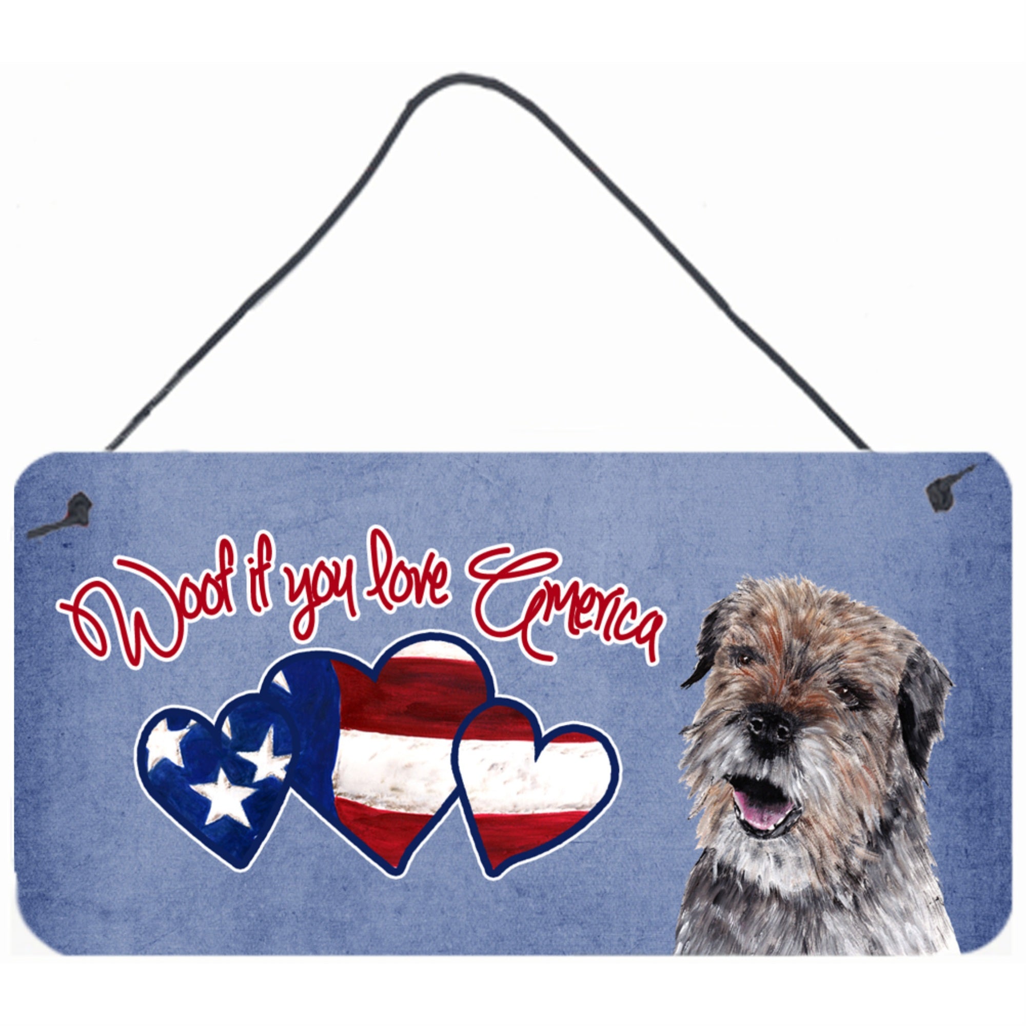 Carolines Treasures SC9923DS612 Woof If You Love America Border Terrier Wall or Door Hanging Prints 6 x 12