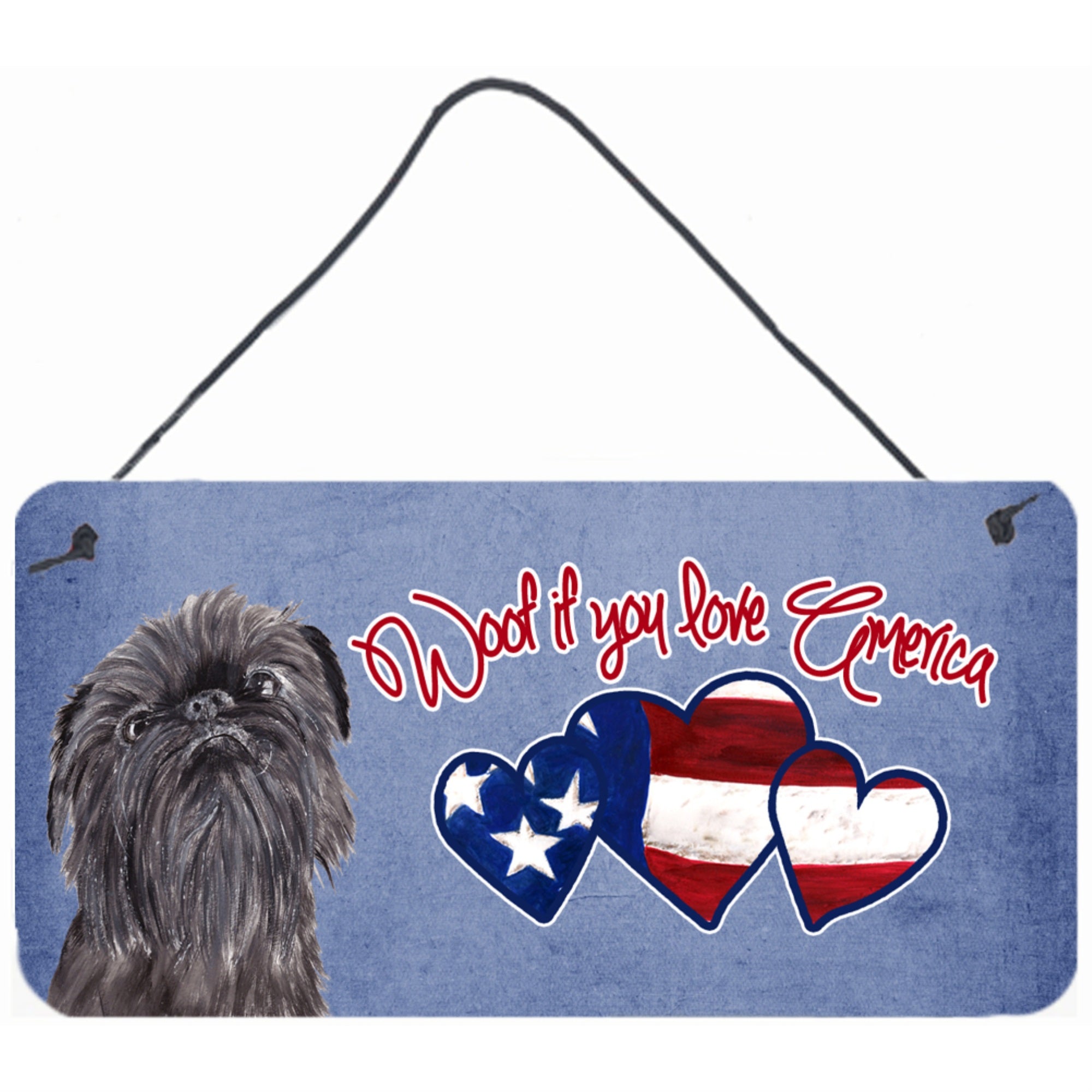 Carolines Treasures SC9925DS612 Woof If You Love America Brussels Griffon Wall or Door Hanging Prints 6 x 12