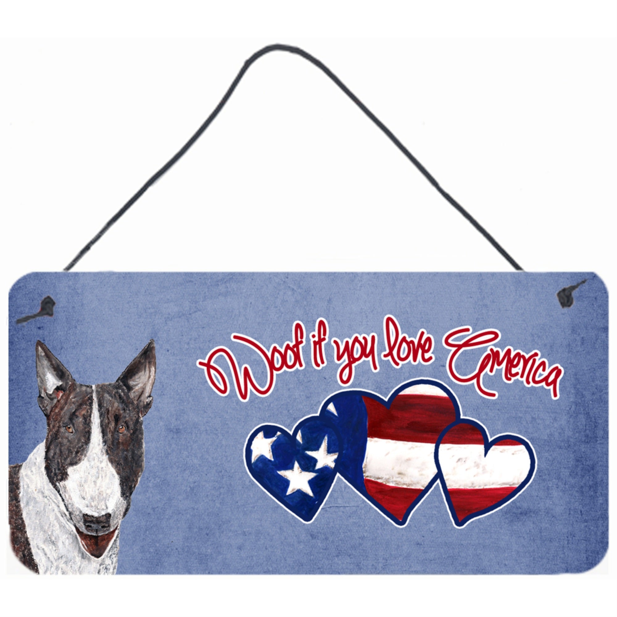 Carolines Treasures SC9927DS612 Woof If You Love America Bull Terrier Wall or Door Hanging Prints 6 x 12