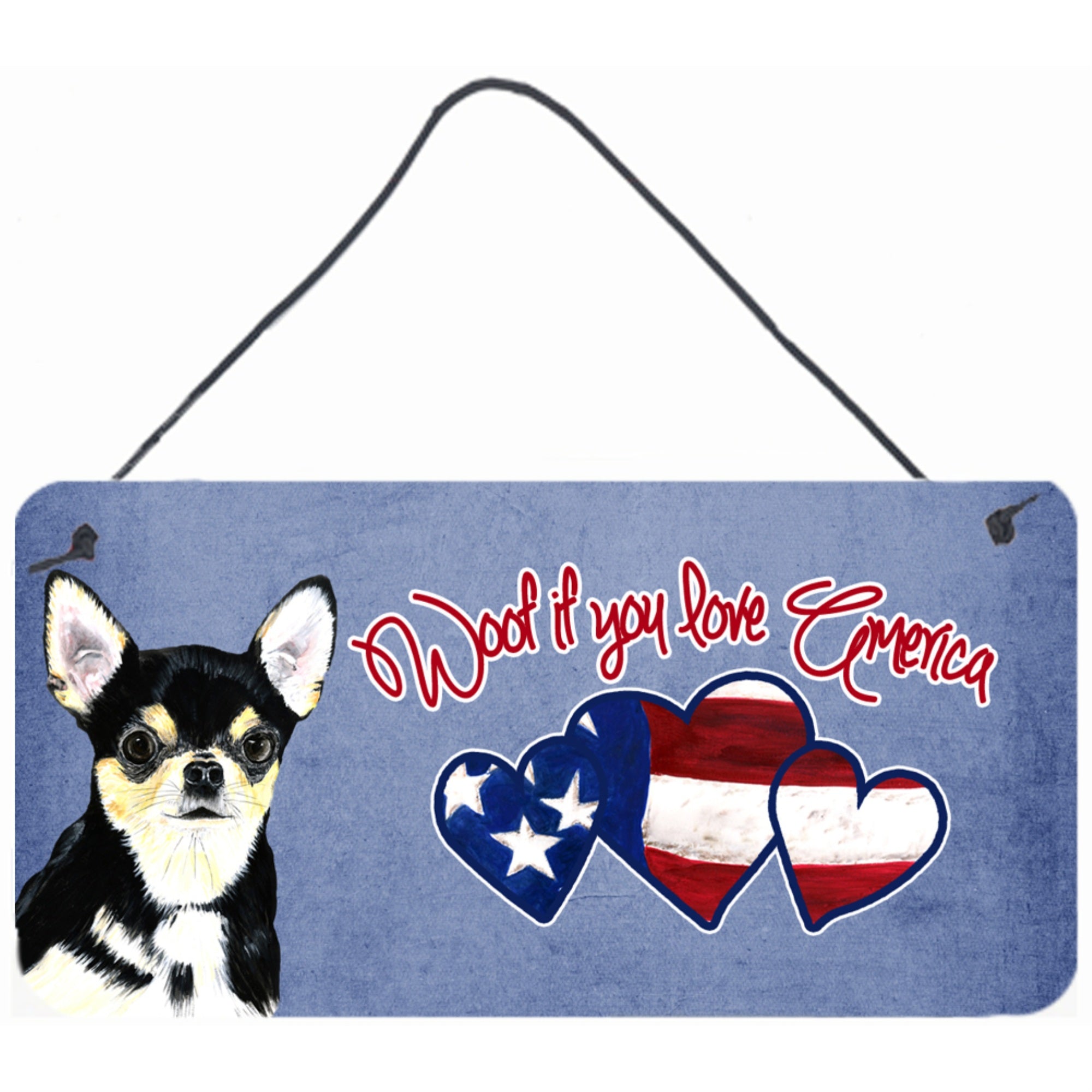 Carolines Treasures SC9933DS612 Woof If You Love America Chihuahua Wall or Door Hanging Prints 6 x 12