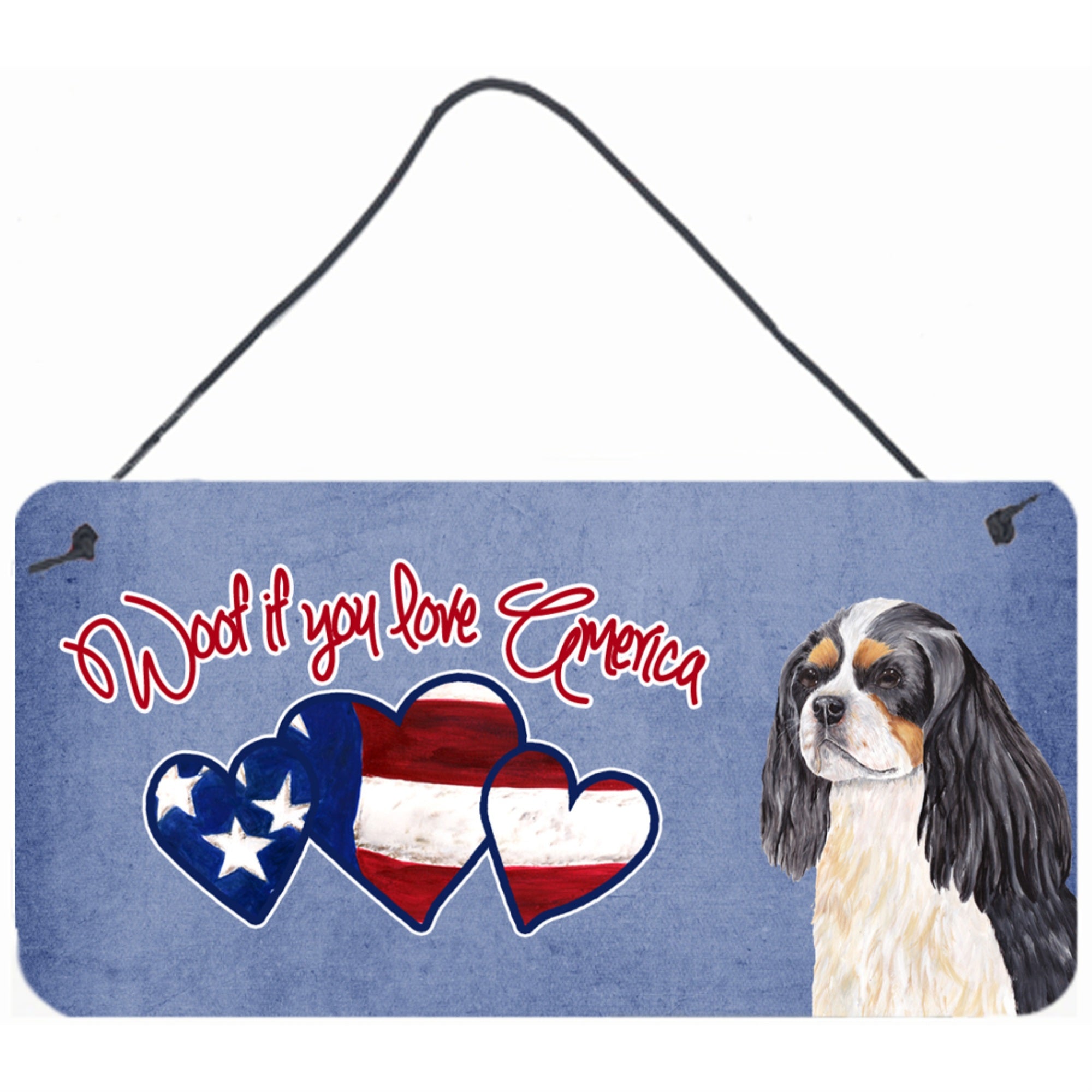 Carolines Treasures SC9940DS612 Woof If You Love America Cavalier Spaniel Wall or Door Hanging Prints 6 x 12