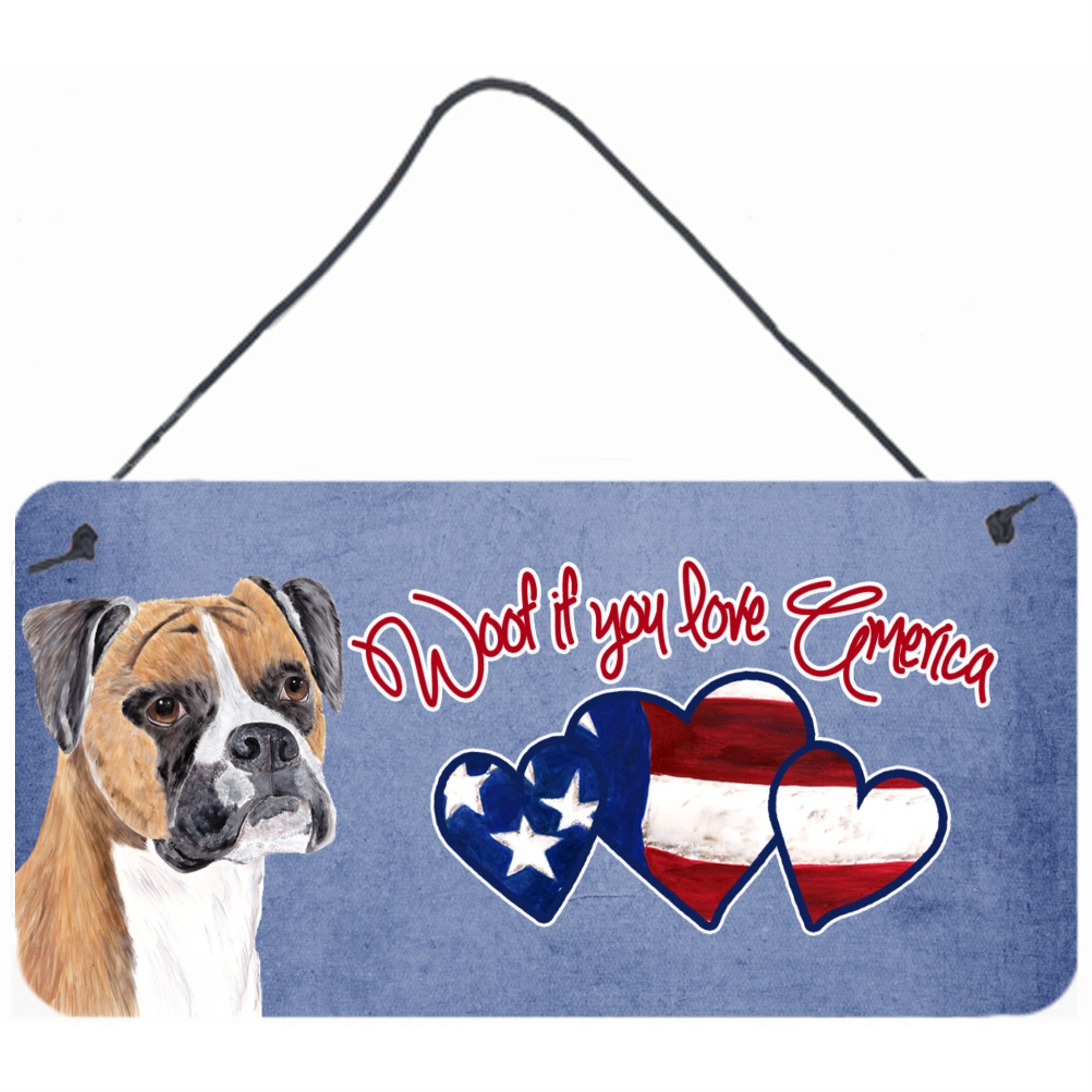 Carolines Treasures SC9941DS612 Woof If You Love America Boxer Wall or Door Hanging Prints 6 x 12