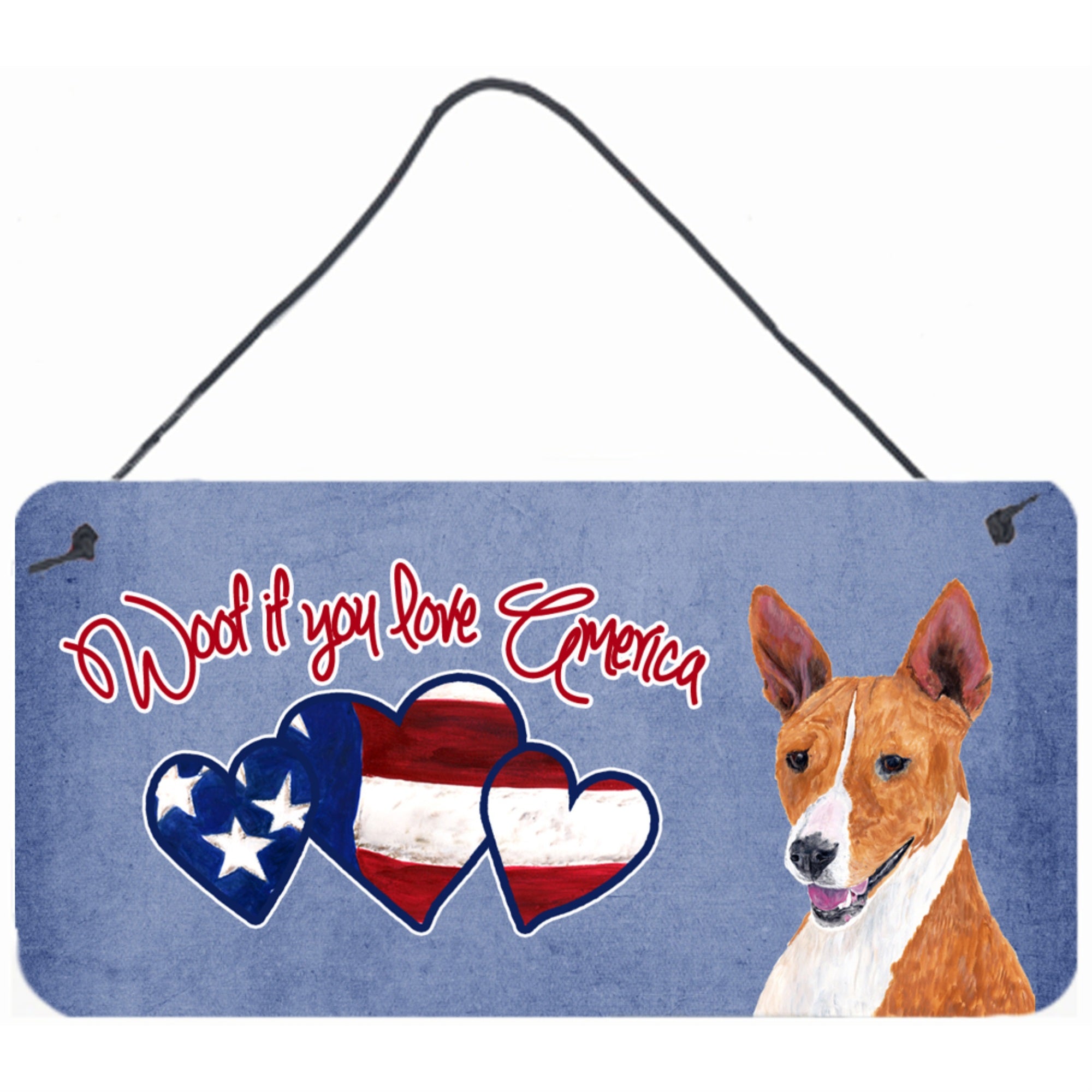 Carolines Treasures SC9942DS612 Woof If You Love America Basenji Wall or Door Hanging Prints 6 x 12