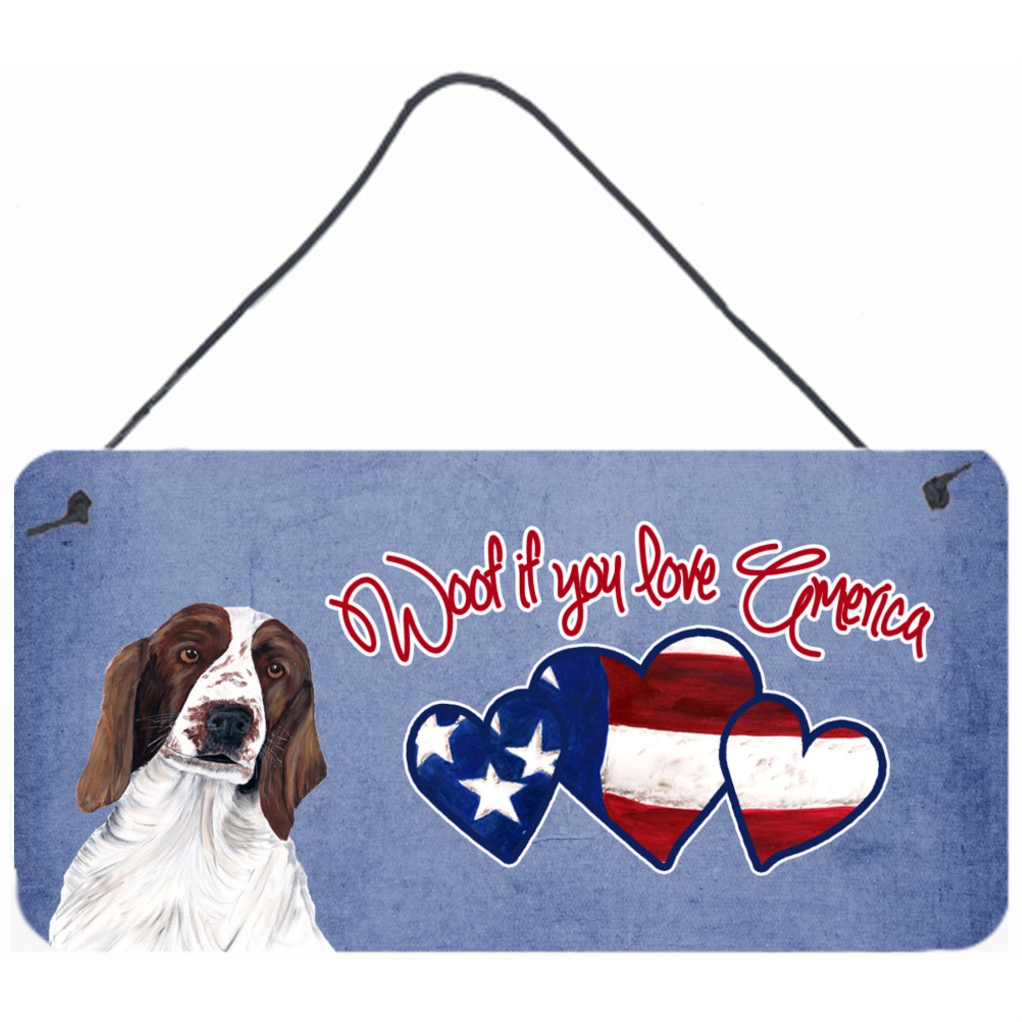 Carolines Treasures Woof If You Love America Welsh Springer Spaniel Wall or Door Hanging Prints 6 x 12