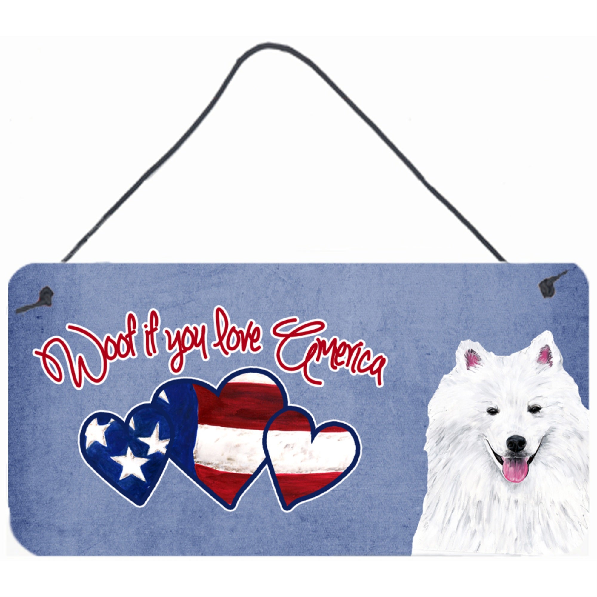 Carolines Treasures Woof If You Love America American Eskimo Wall or Door Hanging Prints 6 x 12