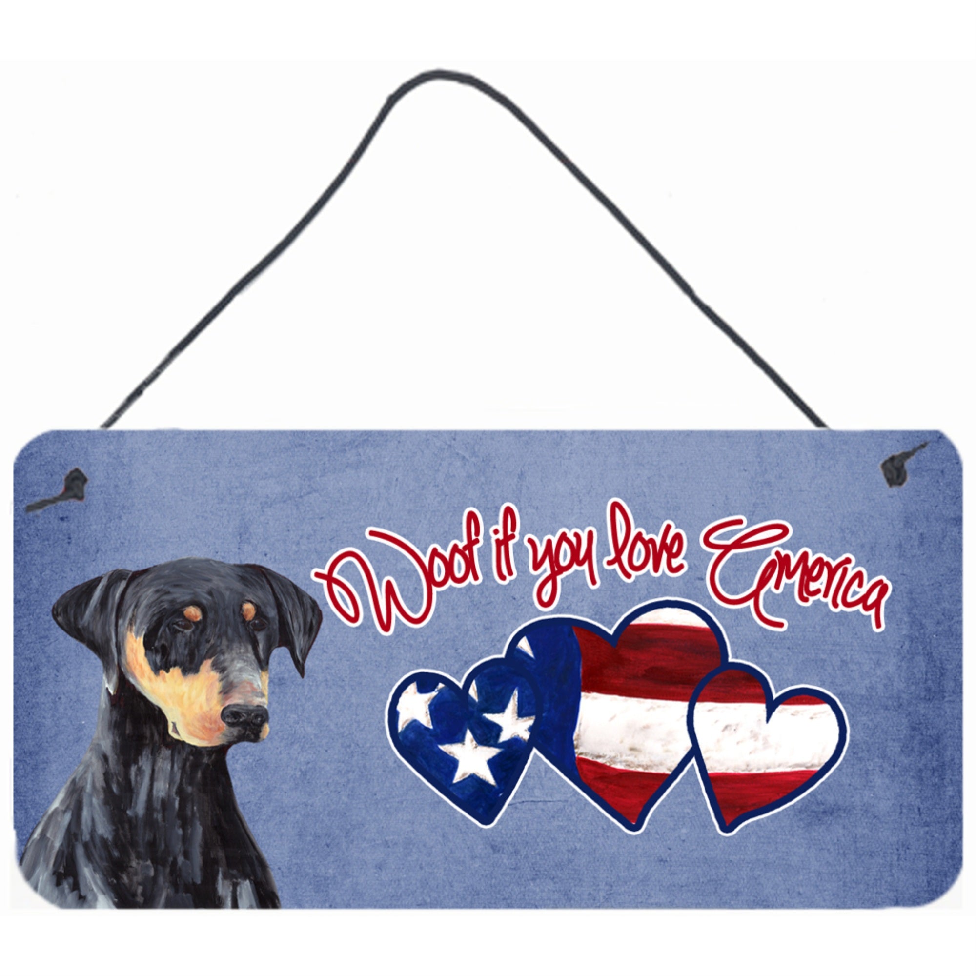 Carolines Treasures SC9952DS612 Woof If You Love America Doberman Wall or Door Hanging Prints 6 x 12
