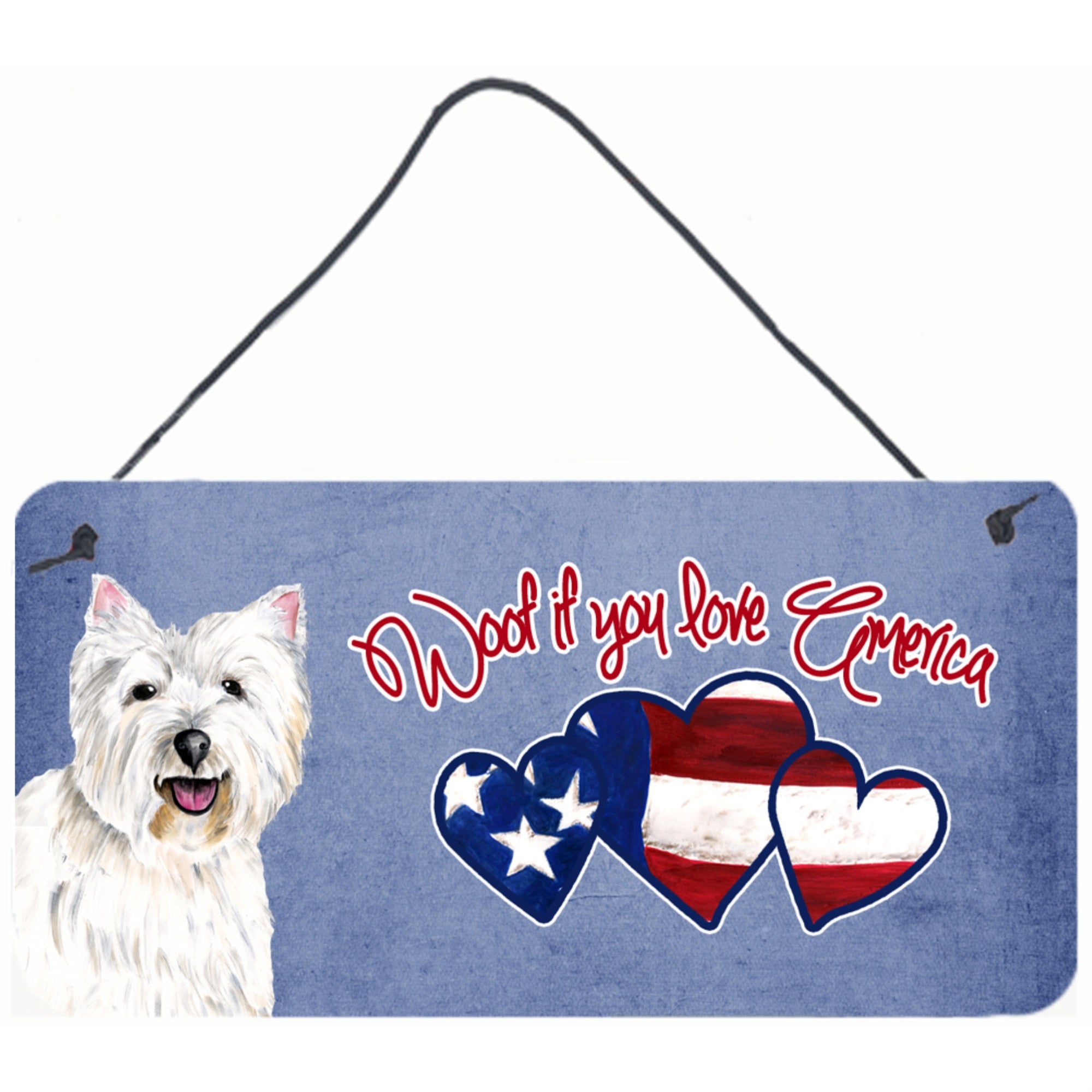 Carolines Treasures SC9959DS612 Woof If You Love America Westie Wall or Door Hanging Prints 6 x 12