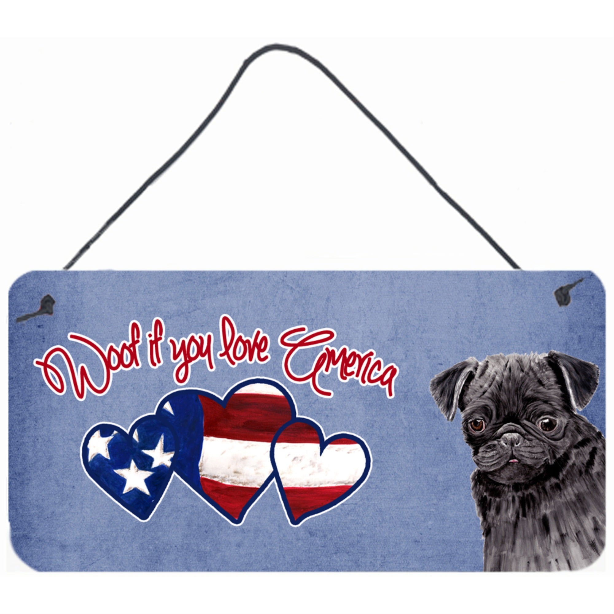 Carolines Treasures Woof If You Love America Black Pug Wall or Door Hanging Prints 6 x 12