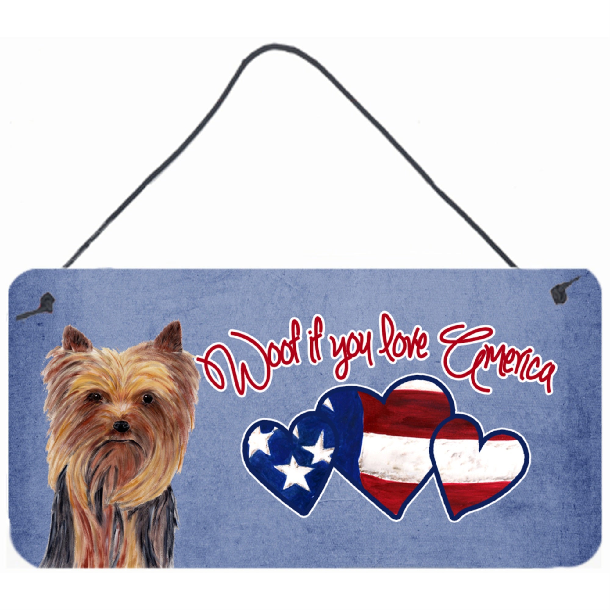 Carolines Treasures Woof If You Love America Yorkie Yorkshire Terrier Wall or Door Hanging Prints 6 x 12
