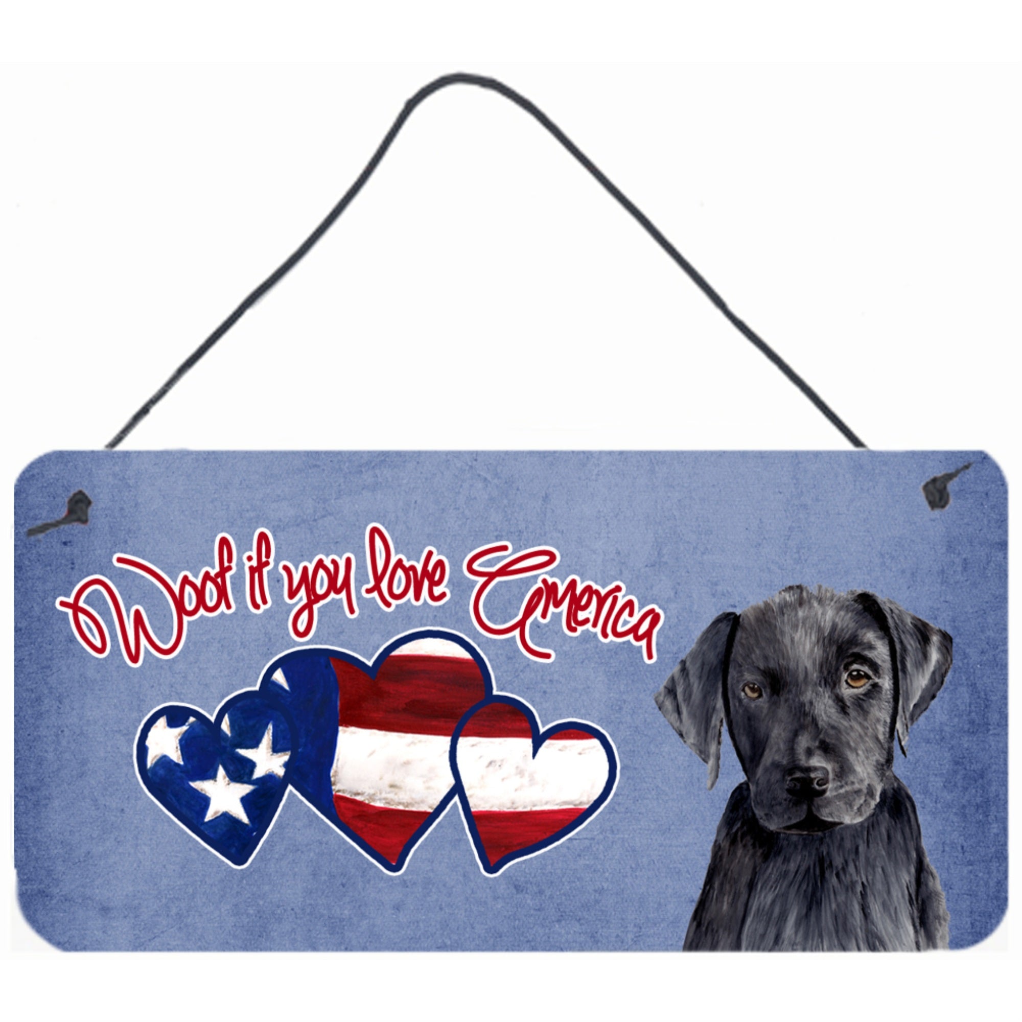 Carolines Treasures Woof If You Love America Black Labrador Wall or Door Hanging Prints 6 x 12