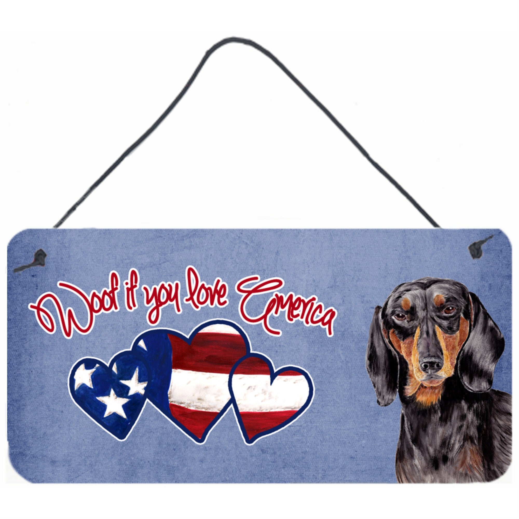 Carolines Treasures SC9966DS612 Woof If You Love America Dachshund Wall or Door Hanging Prints 6 x 12