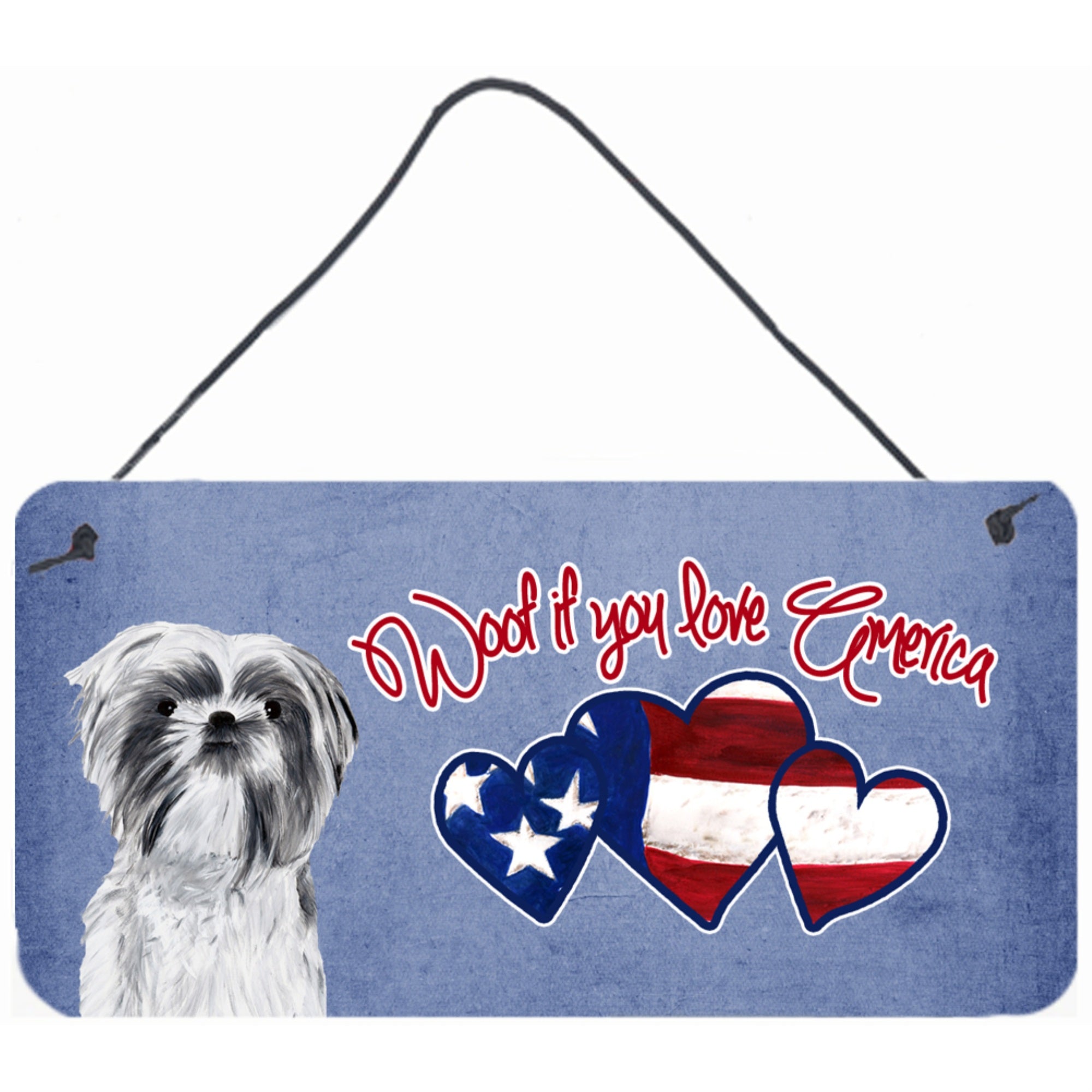 Carolines Treasures SC9967DS612 Woof If You Love America Shih Tzu Wall or Door Hanging Prints 6 x 12
