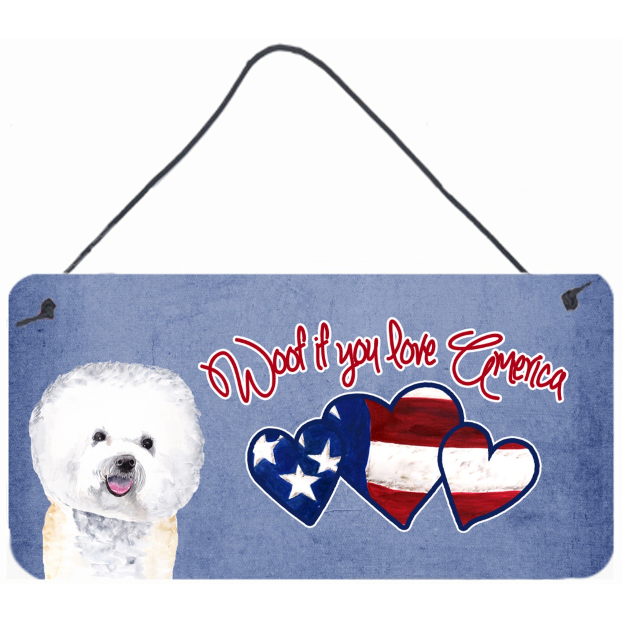 Carolines Treasures SC9968DS612 Woof If You Love America Bichon Frise Wall or Door Hanging Prints 6 x 12