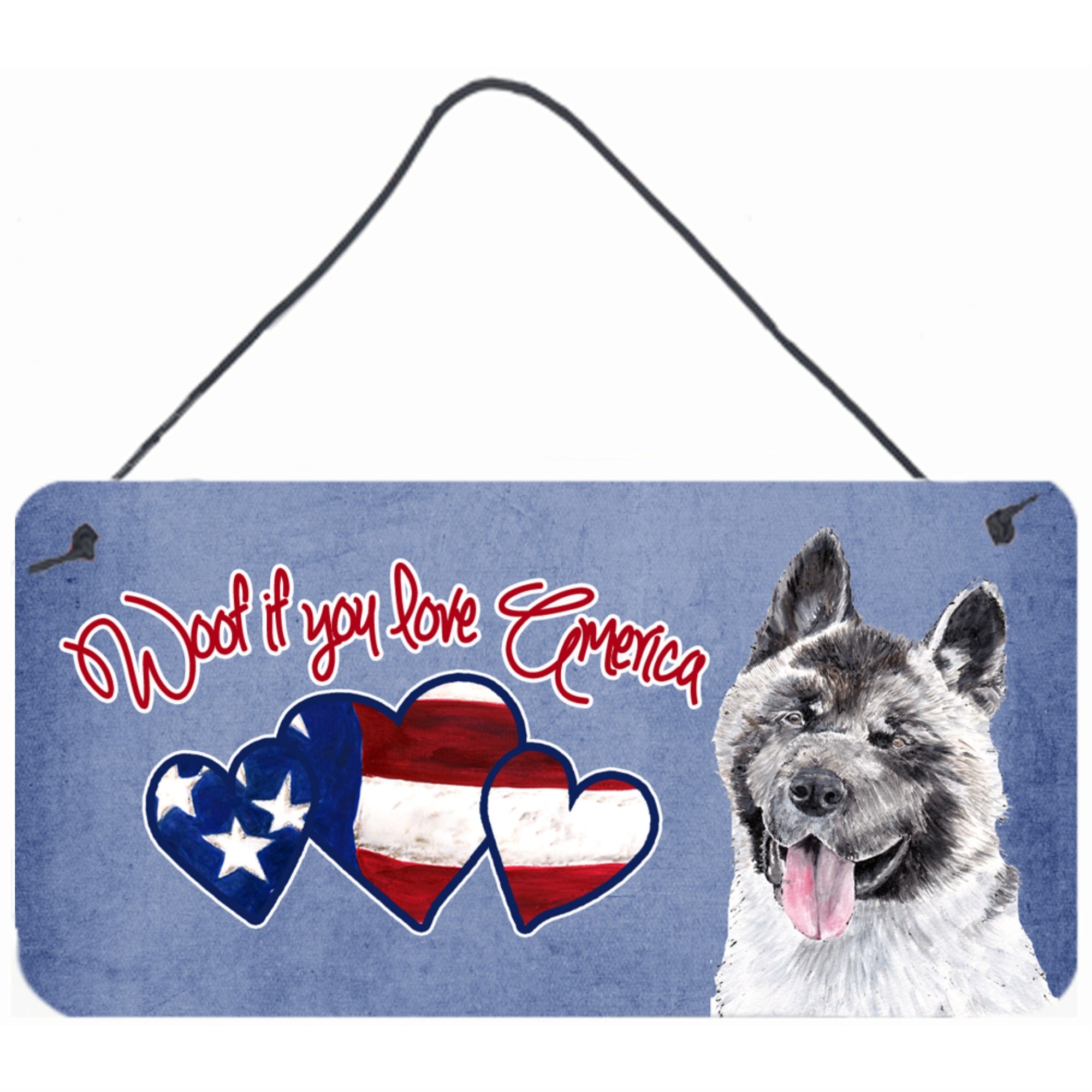 Carolines Treasures SC9971DS612 Woof If You Love America Akita Wall or Door Hanging Prints 6 x 12