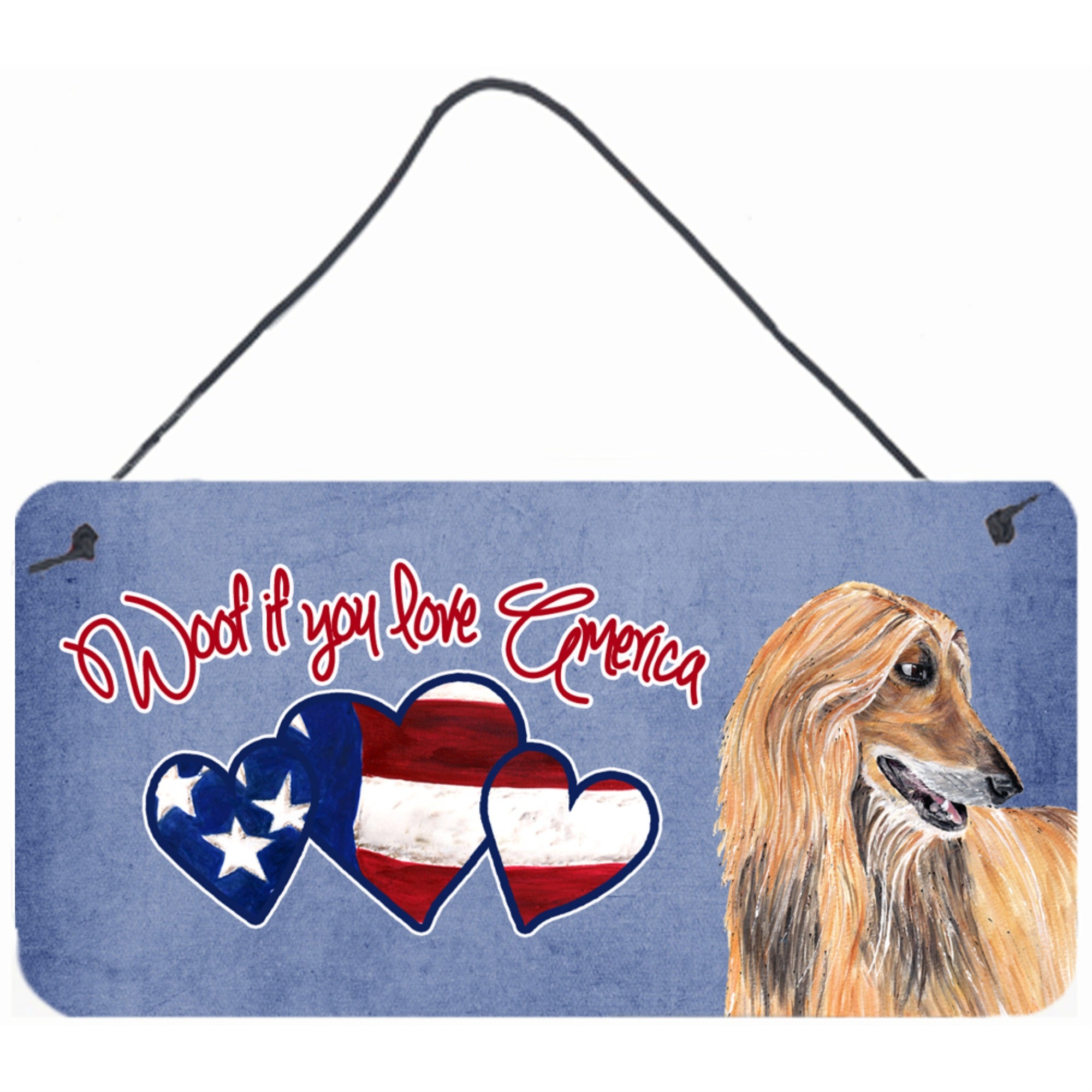 Carolines Treasures Woof If You Love America Afghan Hound Wall or Door Hanging Prints 6 x 12