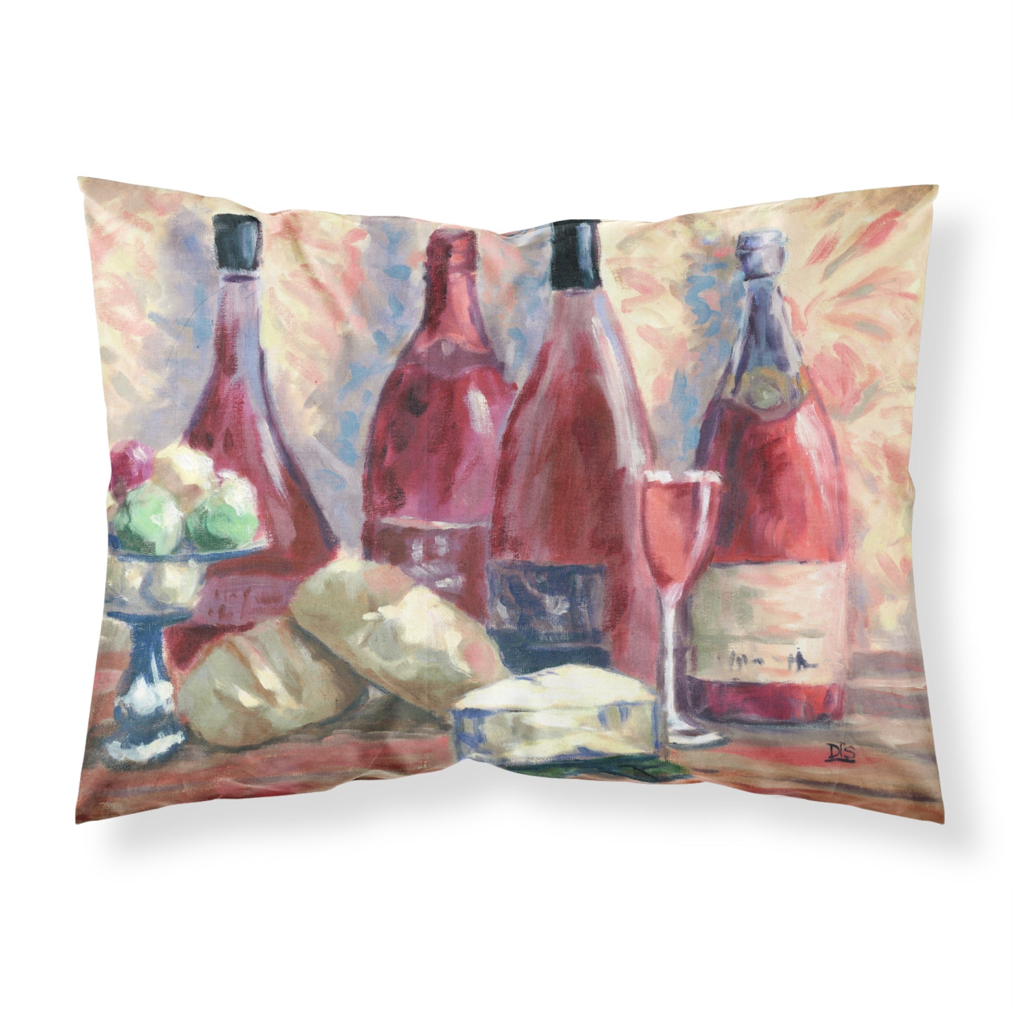 'Caroline'S Treasures Wine And Cheese By David Smith Fabric Standard Pillowcase Sdsm0127Pillowcase, Multicolor'