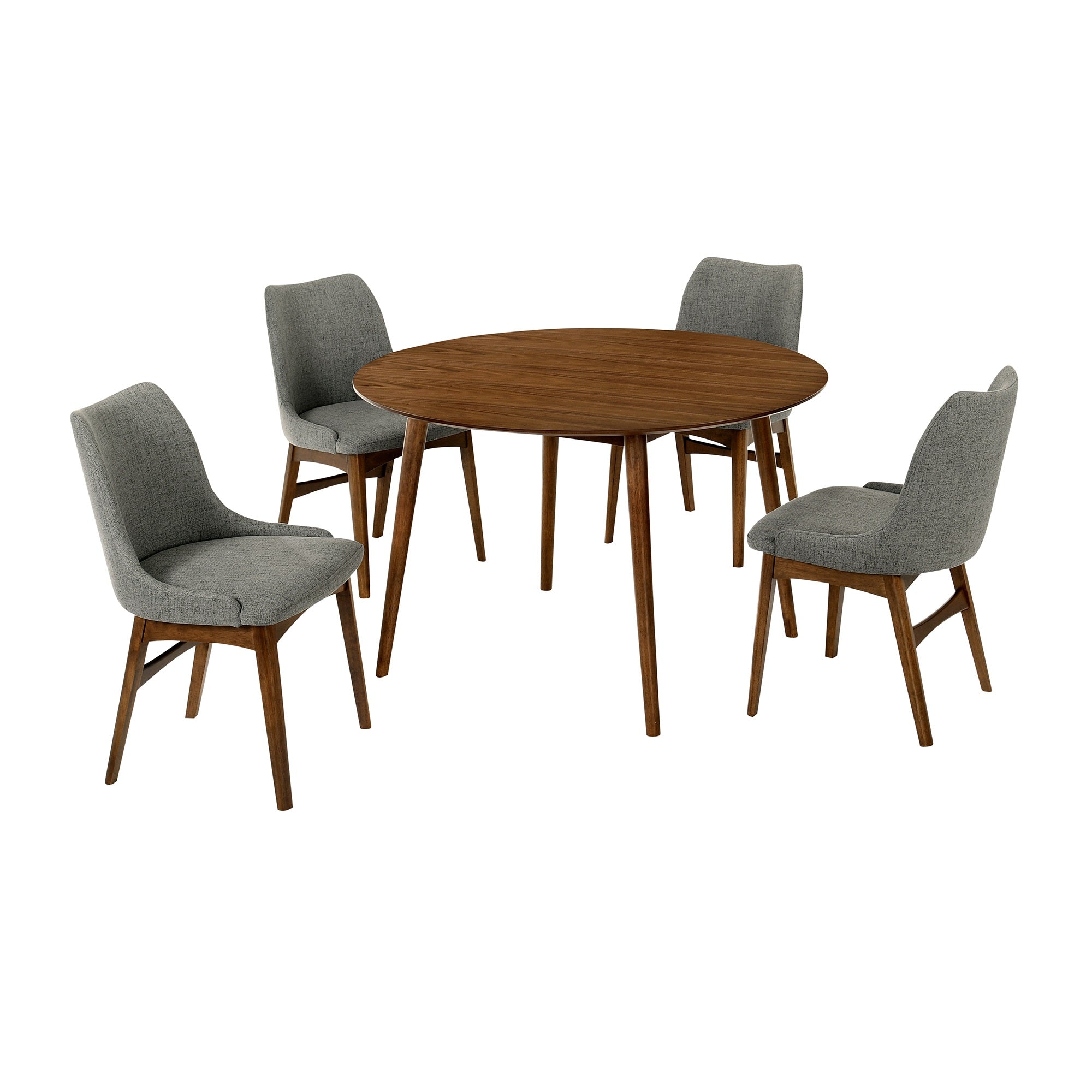 Arcadia and Azalea 48'' Round Charcoal and Walnut Wood 5 Piece Dining Set