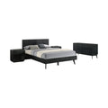 Petra Queen 4 Piece Wood Bedroom Set in Black Finish