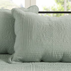 6-Piece Farmhouse Seafoam Green Daybed Cover Bedding Set with Scalloped Edges