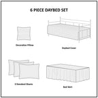6-Piece Farmhouse Seafoam Green Daybed Cover Bedding Set with Scalloped Edges
