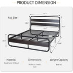 Full Heavy Duty Round Metal Frame Platform Bed with Black Wood Panel Headboard