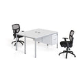 Boss Office Products Double Desk, Face To Face With (2) Pedestals, 48 Inch  X 24 Inch  Desk Top (Ea), White