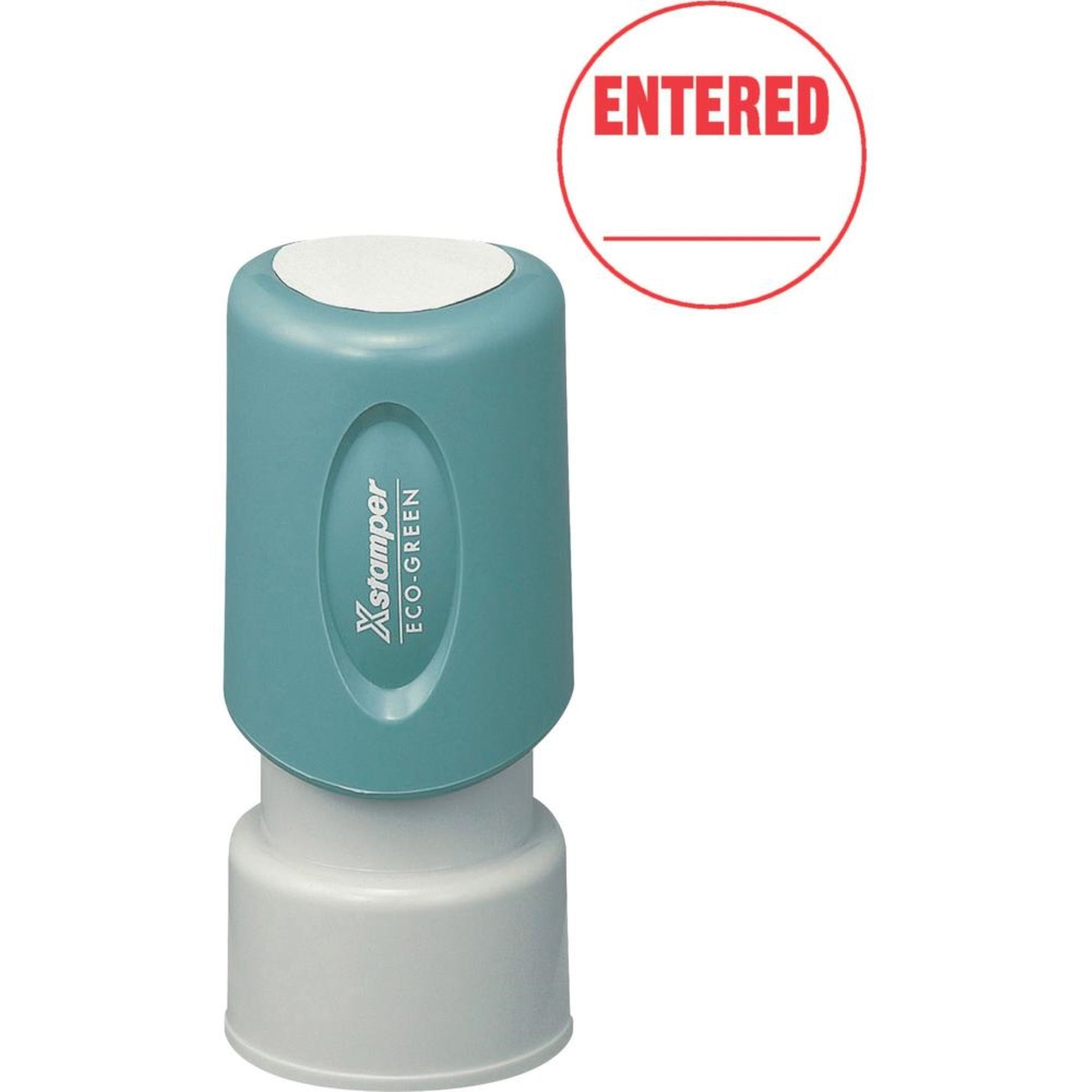 Xstamper Pre-Inked Entered Stamp - Message Stamp - Entered - 0.63 Impression Diameter - Red - Recycled - 1 Each