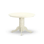 East West Furniture SHLG5-LWH-W 5 Piece Dining Room Table Set Includes a Round Wooden Table with Pedestal and 4 Kitchen Dining Chairs, 42x42 Inch, Linen White