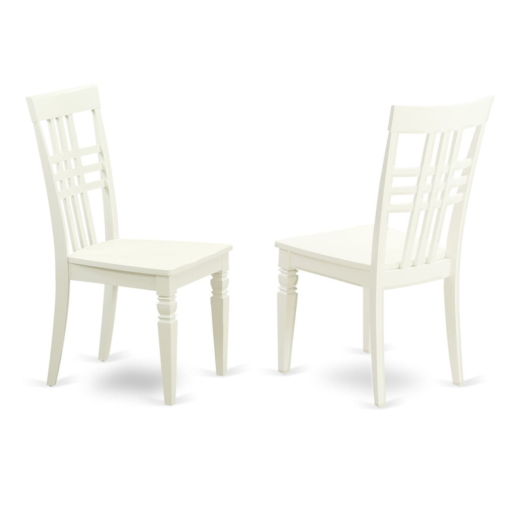 East West Furniture SHLG5-LWH-W 5 Piece Dining Room Table Set Includes a Round Wooden Table with Pedestal and 4 Kitchen Dining Chairs, 42x42 Inch, Linen White