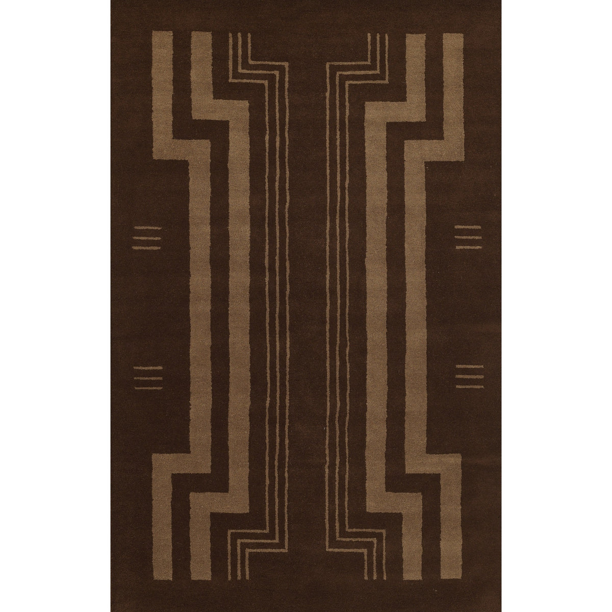 Momeni Simba Hand Tufted Wool Geometric Area Rug, Brown, 26 Inch  X 8 Runner