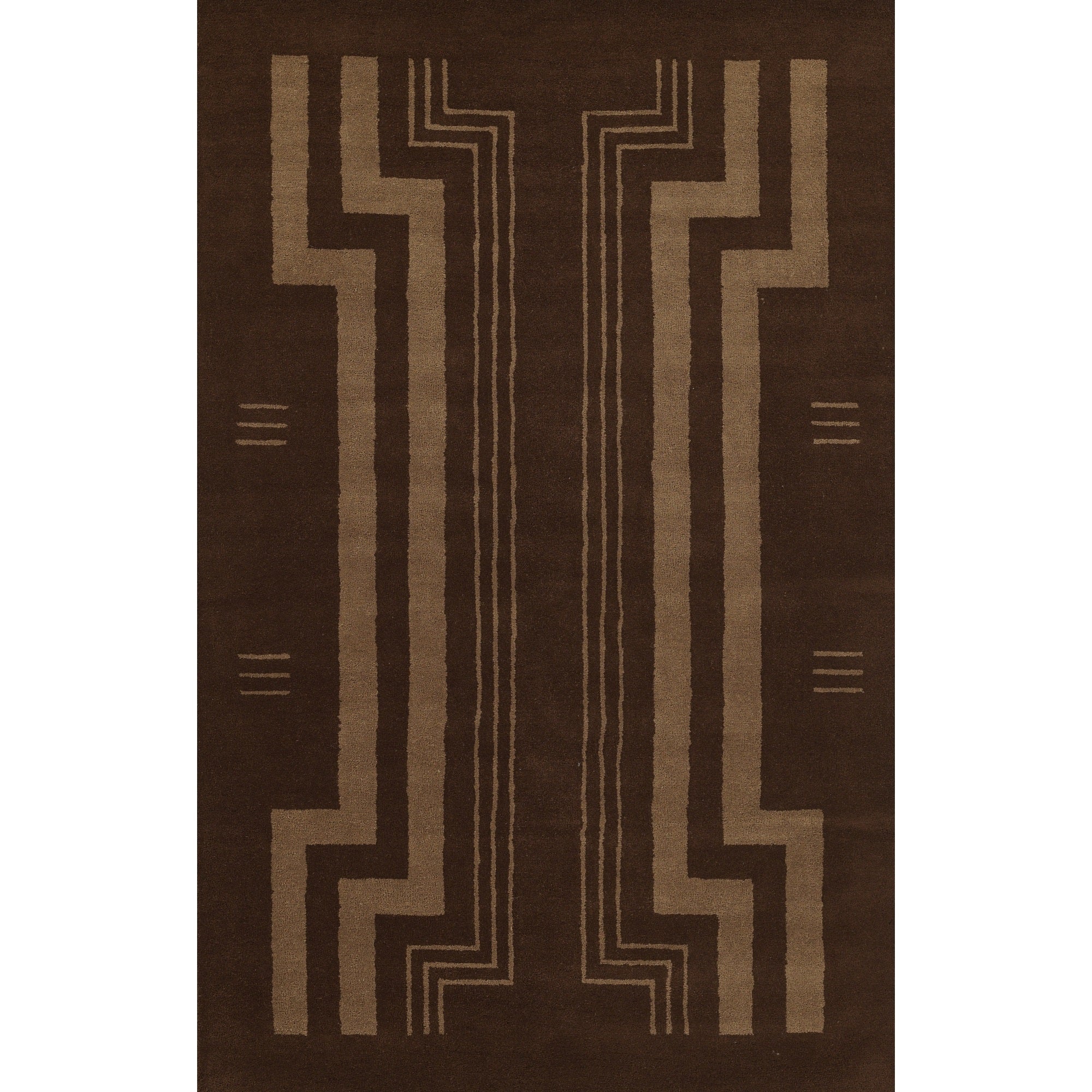 Momeni Simba Hand Tufted Wool Geometric Area Rug, Brown, 36 X 56
