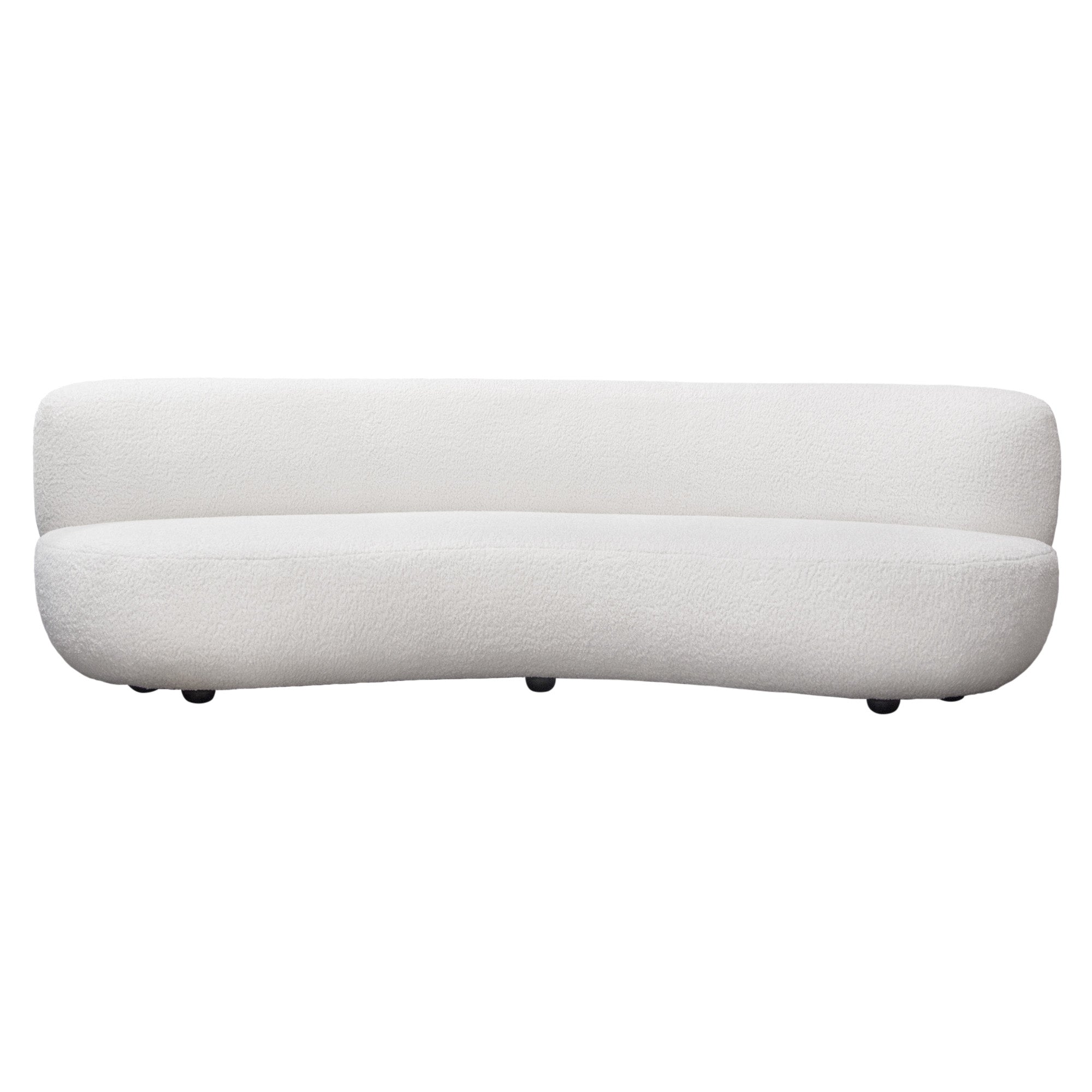 Simone Curved Sofa in White Sheepskin Fabric by Diamond Sofa