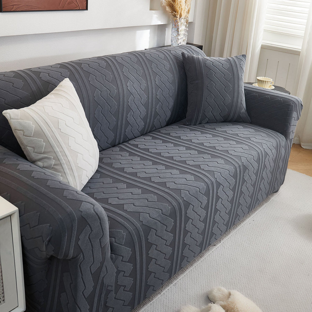 3D Embossed Geometric Couch Slipcover, Stretch Washable Non Slip Furniture Protector