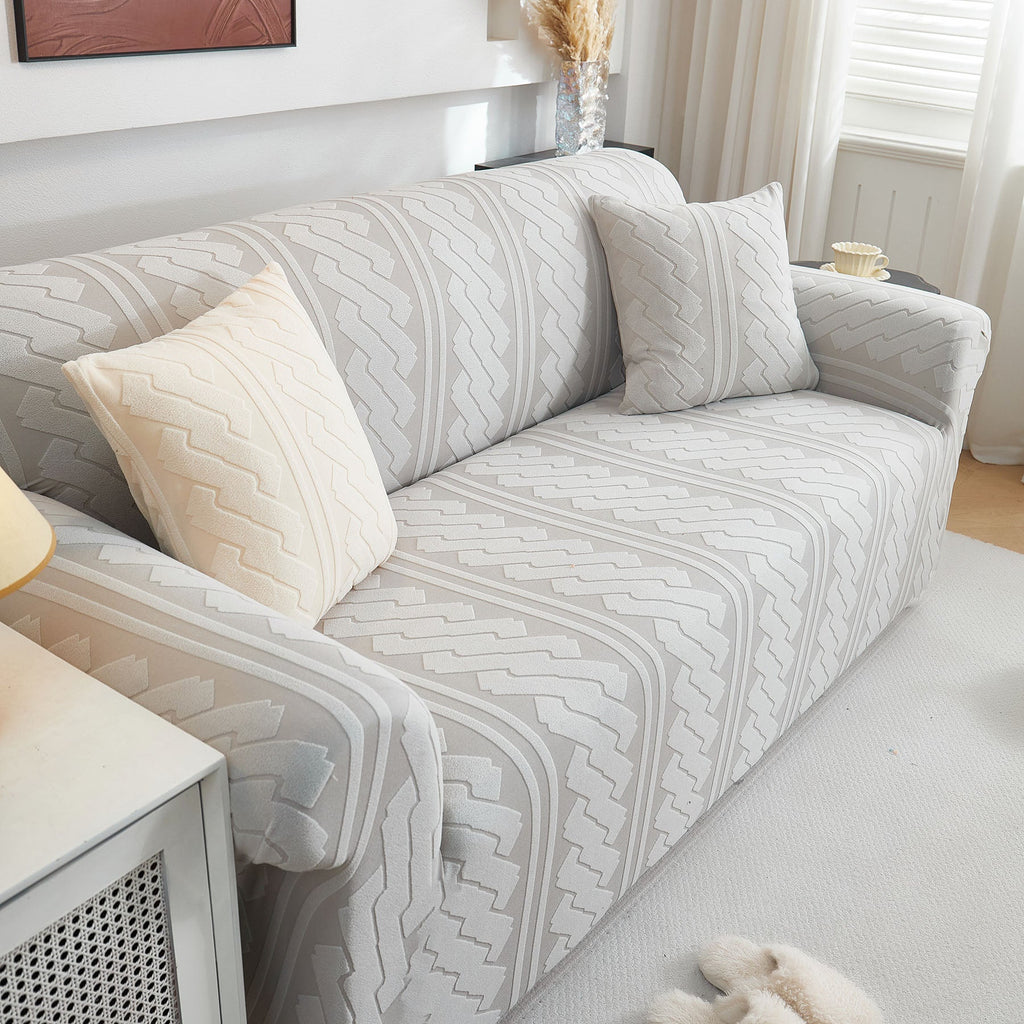 3D Embossed Geometric Couch Slipcover, Stretch Washable Non Slip Furniture Protector