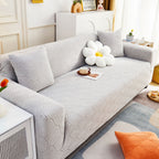 3D Leaves Jacquard Couch Slipcovers Non-Slip Cozy Stretchy Couch Covers for Sectional