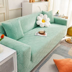 3D Leaves Jacquard Couch Slipcovers Non-Slip Cozy Stretchy Couch Covers for Sectional