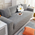 3D Leaves Jacquard Couch Slipcovers Non-Slip Cozy Stretchy Couch Covers for Sectional