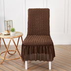 Premium Textured Seersucker High-Stretch Washable Dining Chair Slipcovers with Skirt
