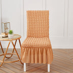 Premium Textured Seersucker High-Stretch Washable Dining Chair Slipcovers with Skirt