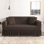 High-Quality Seersucker Stretch Sofa Slipcover with Elastic Bottom and Skirt Washable Furniture Protector for Kids and Pets 1/2/3/4 Seater Options