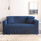 High-Quality Seersucker Stretch Sofa Slipcover with Elastic Bottom and Skirt Washable Furniture Protector for Kids and Pets 1/2/3/4 Seater Options