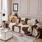 Modern Abstract Chenille Sofa Cover, Large Soft Throw Blanket with Tassels for Couch