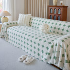 Geometric Jacquard Plush Warm Sofa Couch Cover Coral Fleece Throw Blanket for Couch