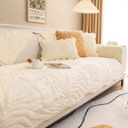 Soft Velvet Plush Non-Slip Sofa Cover Quilted Palm Leaves Sofa Seat Pad for Kids and Pets