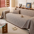Linen-Look Textured Couch Throw Cover, Breathable Sofa Blanket & Furniture Protector