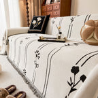 Chenille Jacquard Sofa Throw Cover with Tassel Soft Thick Couch Protector Blanket