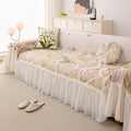 Botanical Sofa Cover with Chiffon Skirt, Floral Couch Throw Blanket for All-Season