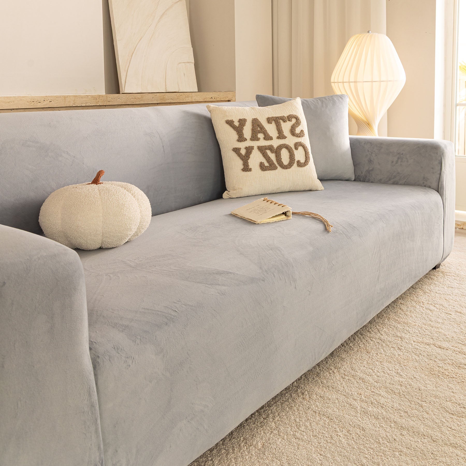 Premium Velvet Thick Stretch Couch Slipcover, Non-Slip Furniture Protector for Pets